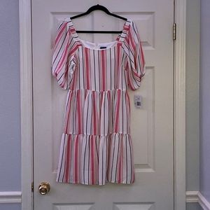 Coral and White Stripped Dress